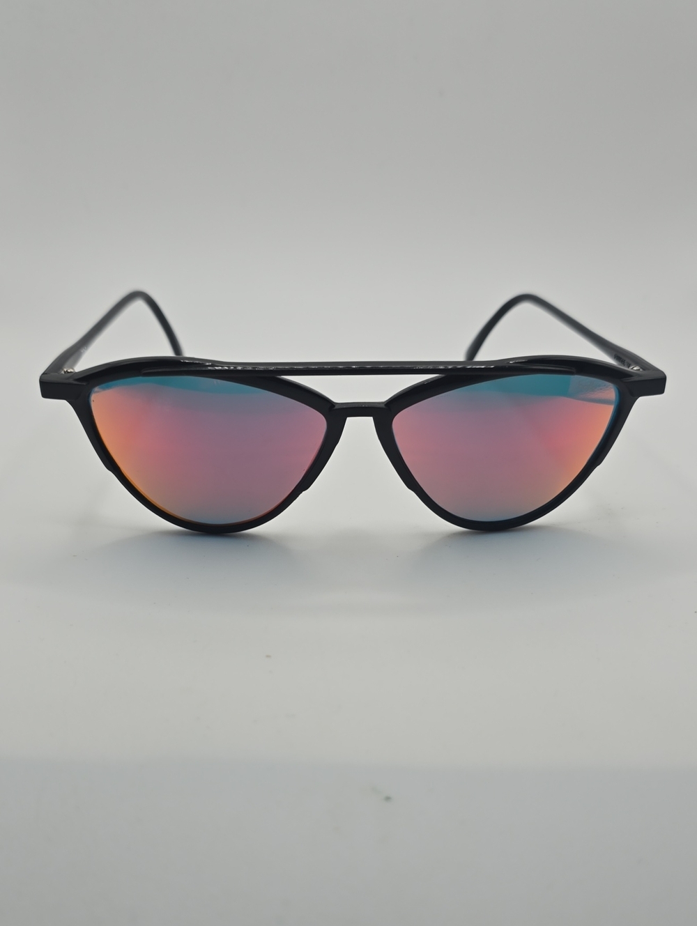 Bollé Vintage RARE Black Frame Sunglasses with Pink Orange Mirrored Lenses